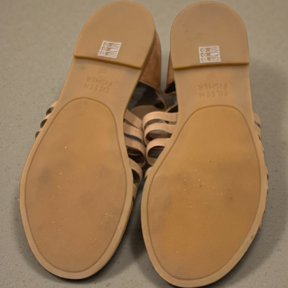 Eileen Fisher Tan Rato Casual Elastic Gladiator Sandals Flats - Picture 5 of 5